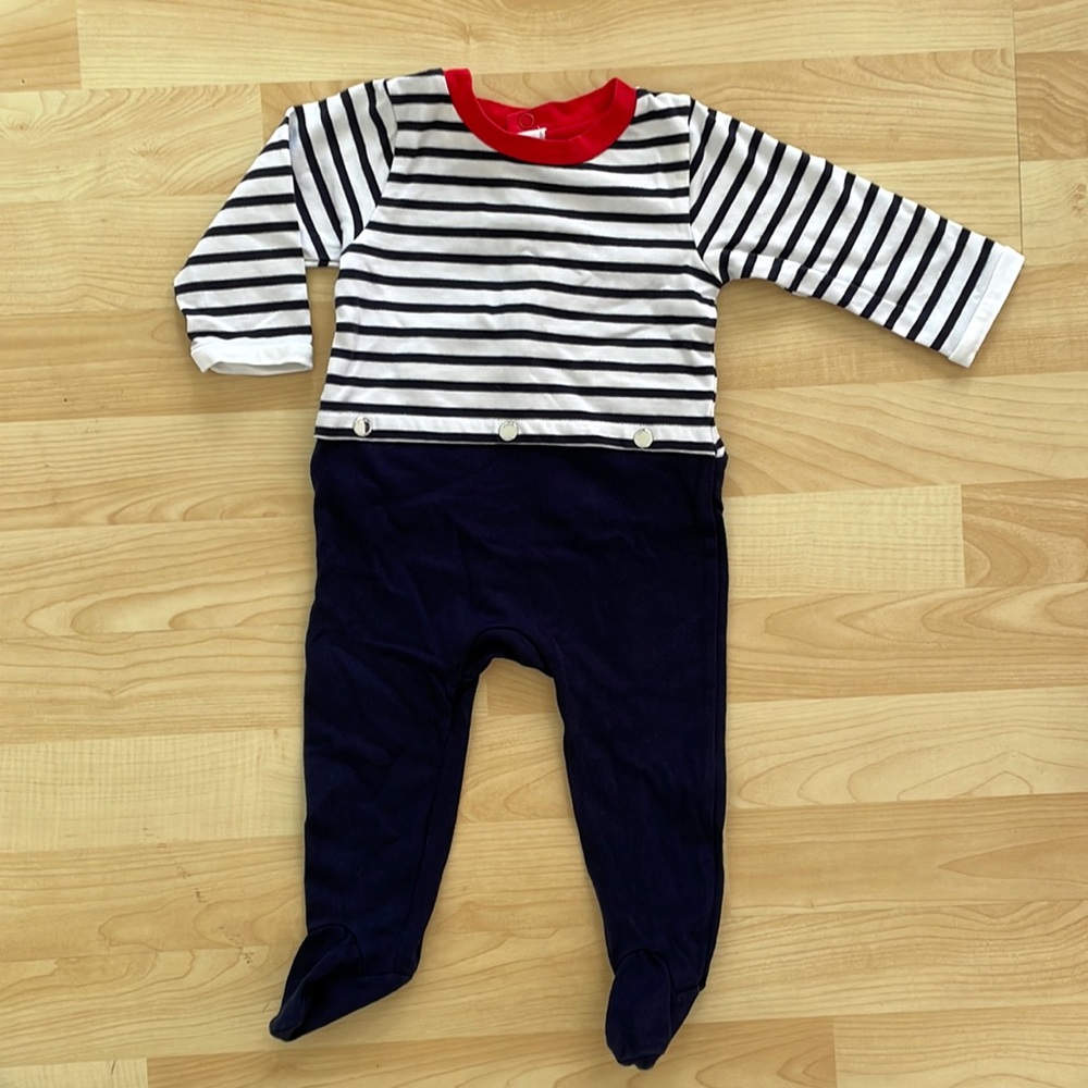 JACADI PARIS Striped Onesie Navy Boys